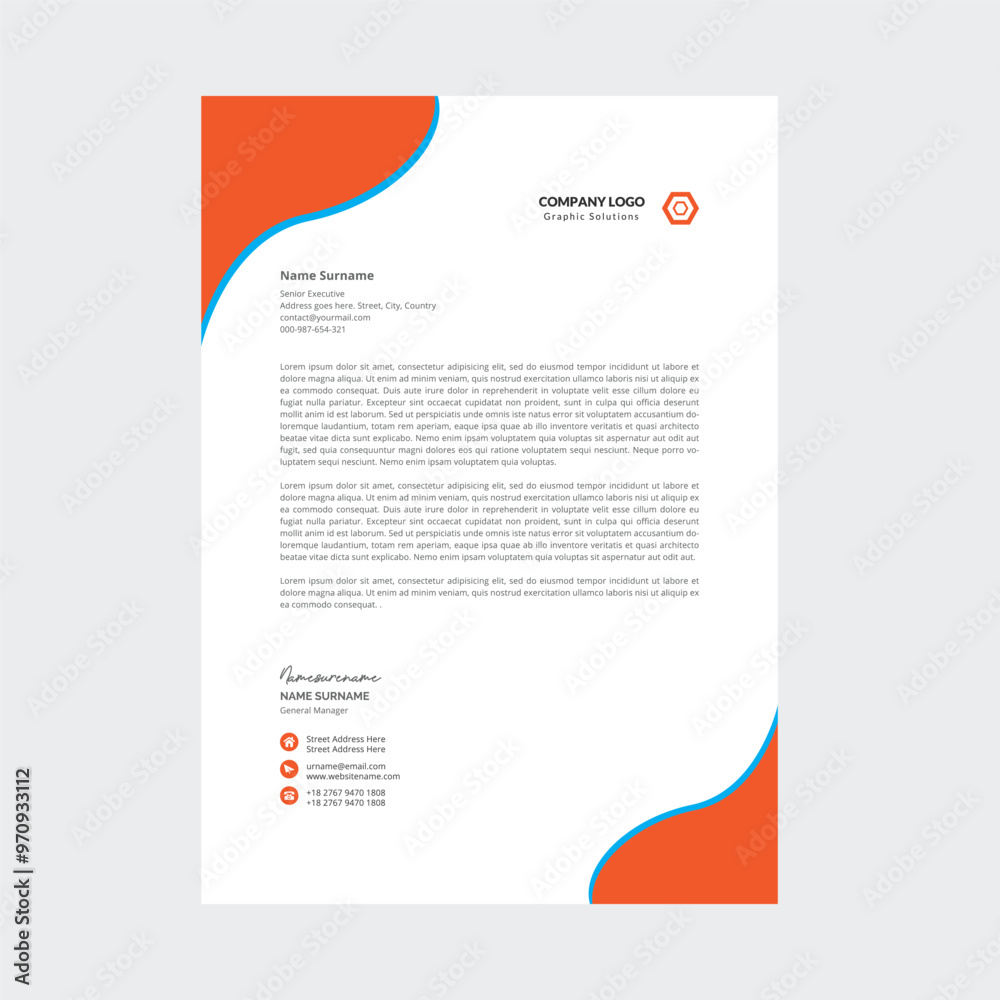 Modern company letterhead template Modern company letterhead template