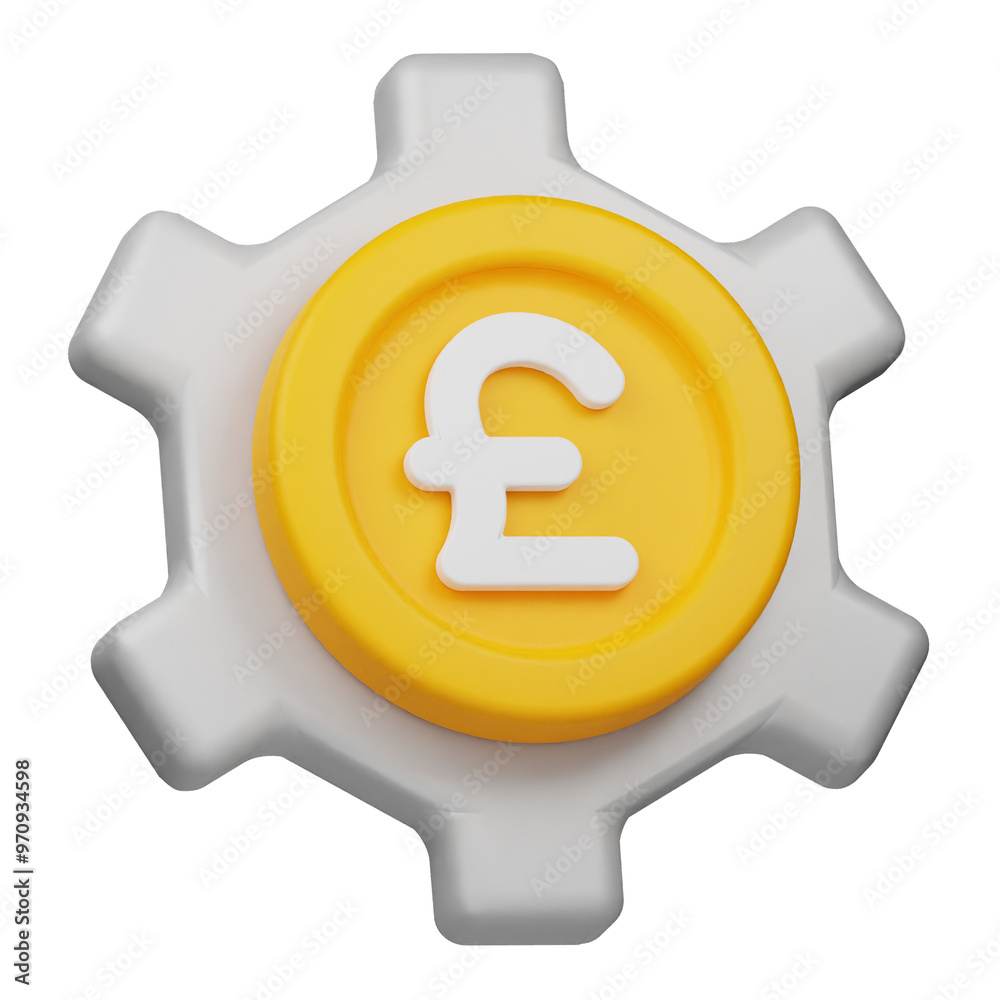poundsterling coin management 3d icon isolated on the transparent background poundsterling coin management 3d icon isolated on the transparent background