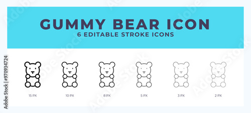 Gummy bear icon symbol. Isolated. Vector illustration with editable stroke.
