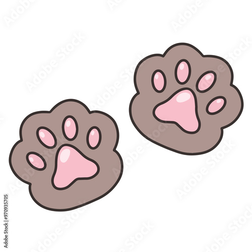 Vector cute cat foot is isolated on the white background