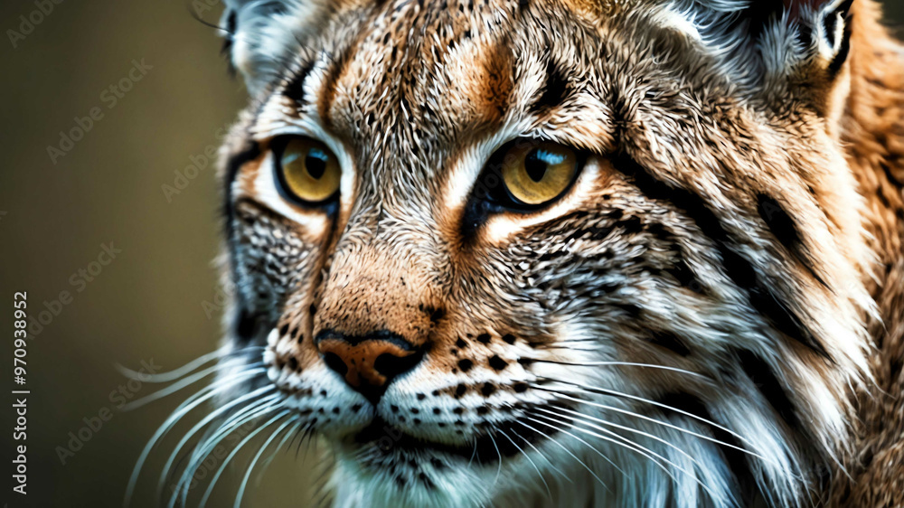 Obraz premium Lynx closeup of tufted ears and fierce eyes with plain background