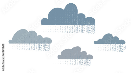 cartoon doodle clouds rain drops vector background