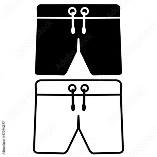 Shorts Icon Vector , Template Best Emblem Isolated Illustration , Logo Design Male Female Fashion Icons , Clothes Outline Solid Background White