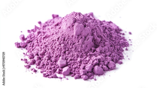 A heap of taro powder isolated on a bright white background, ideal for culinary and ingredient-focused imagery