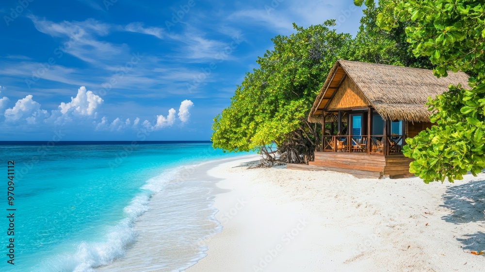 Bungalow on the beach with crystal blue ocean Bungalow on the beach with crystal blue ocean