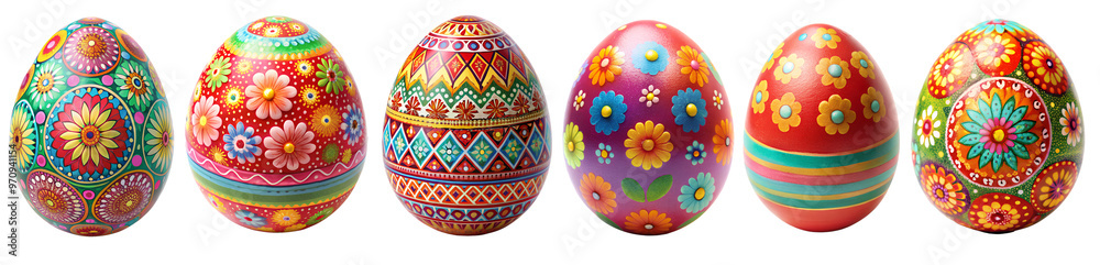 Set of boiled eggs for Easter, painted eggs for holiday on transparent background. The concept of recreation and religion. Set of boiled eggs for Easter, painted eggs for holiday on transparent background. The concept of recreation and religion.