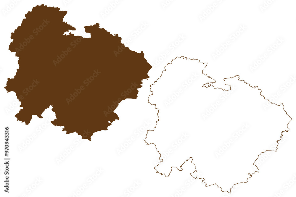Obraz premium Weissenburg-Gunzenhausen district (Federal Republic of Germany, rural district Middle Franconia, Free State of Bavaria) map vector illustration, scribble sketch Weissenburg Gunzenhausen map
