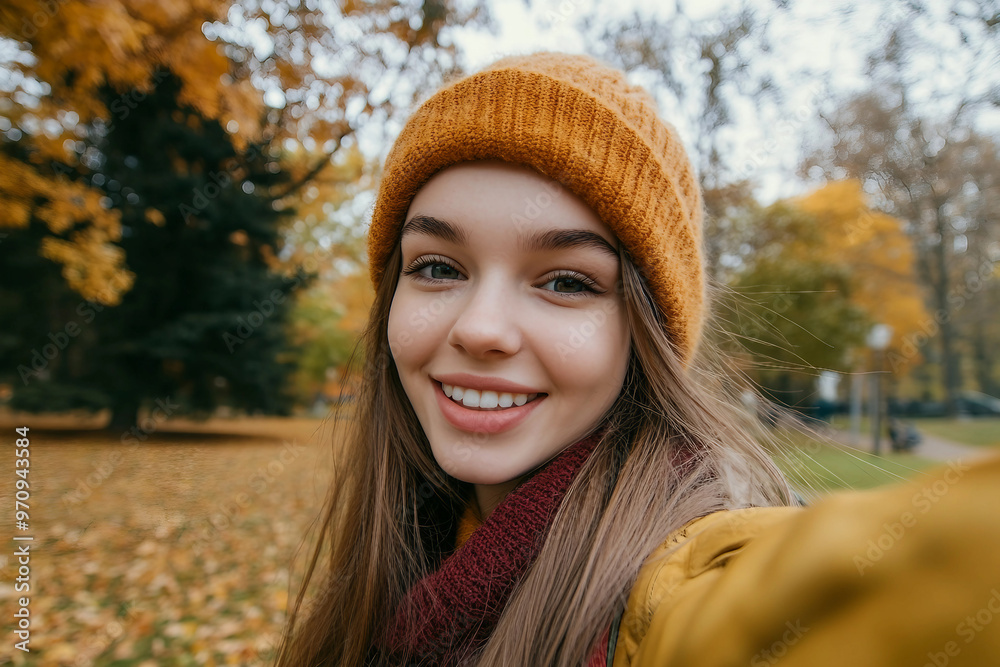 Amazing wonderful autumn season, people admiring golden fall colors outdoors, Generative AI