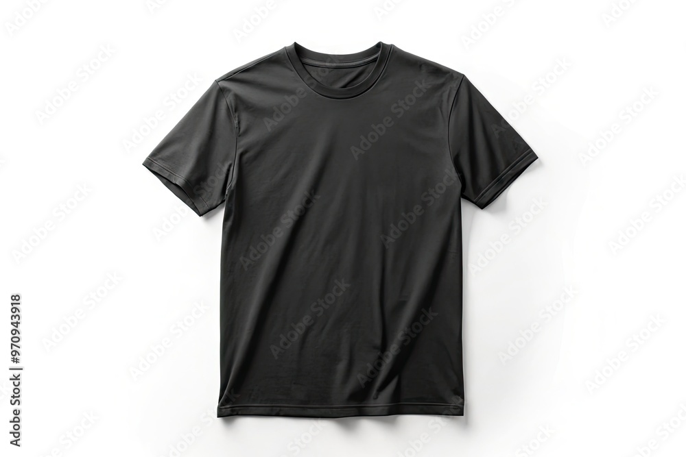 A blank, plain, short-sleeved black shirt with a relaxed fit lies on a white background, ideal for showcasing logo designs, typography, or brand graphics. A blank, plain, short-sleeved black shirt with a relaxed fit lies on a white background, ideal for showcasing logo designs, typography, or brand graphics.