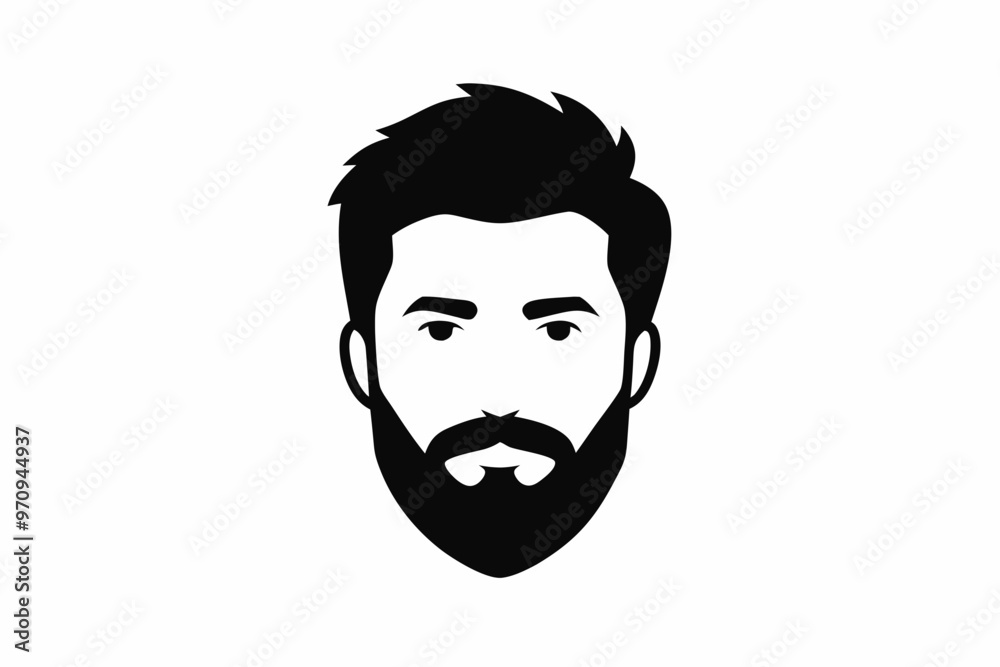bearded man face vector silhouette white background bearded man face vector silhouette white background