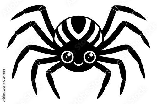 black spider isolated on white vector illustration on white background