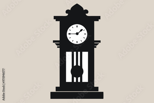 decorative grandfather clock vector silhouette