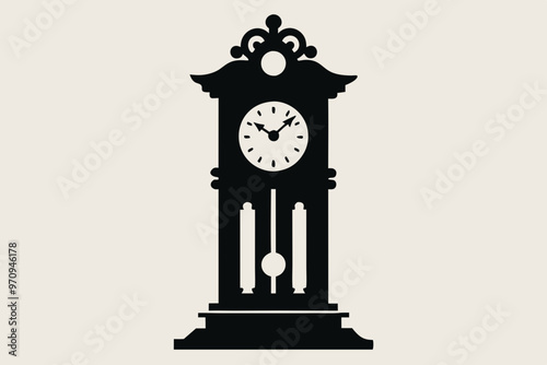 decorative grandfather clock vector silhouette