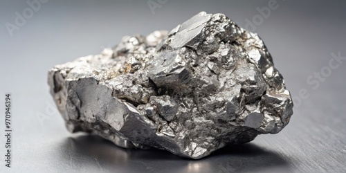 A chunk of rough, unrefined palladium metal showcases its natural, granular texture and muted silver-gray color in a studio lighting setup. photo
