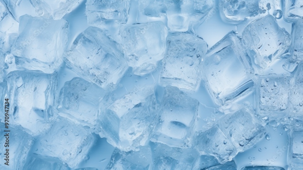 Crystal clear ice cubes as background, top view. Neural network ai generated art Crystal clear ice cubes as background, top view. Neural network ai generated art
