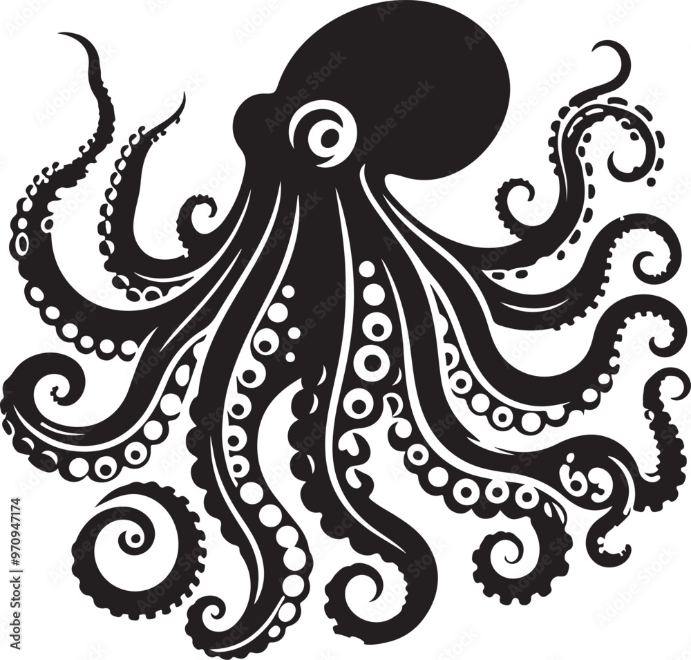 octopus silhouette vector illustration.ai generative octopus silhouette vector illustration.ai generative