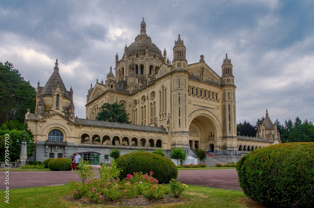 Fototapeta premium Beautiful medieval city Lisieux, France, Basilica of Saint Terese in Lisieux, Normandy.