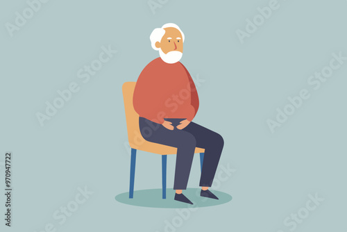 Old man sitting in  chair