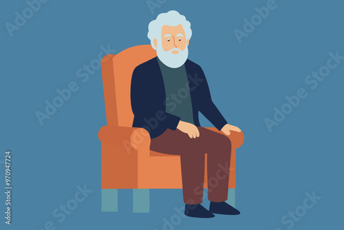 Old man sitting in  chair