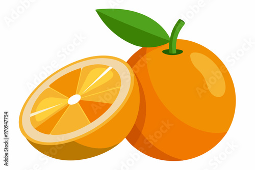 orange fruit with leaves