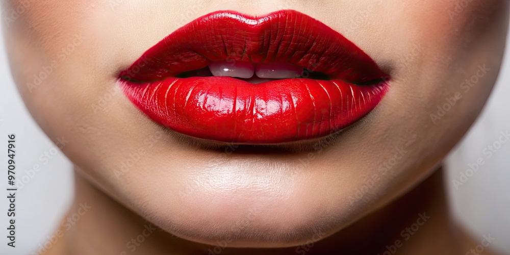 A close-up shot of a bold, crimson lip, perfectly puckered and highlighted with soft, natural lighting, against a blurred, creamy white background. A close-up shot of a bold, crimson lip, perfectly puckered and highlighted with soft, natural lighting, against a blurred, creamy white background.