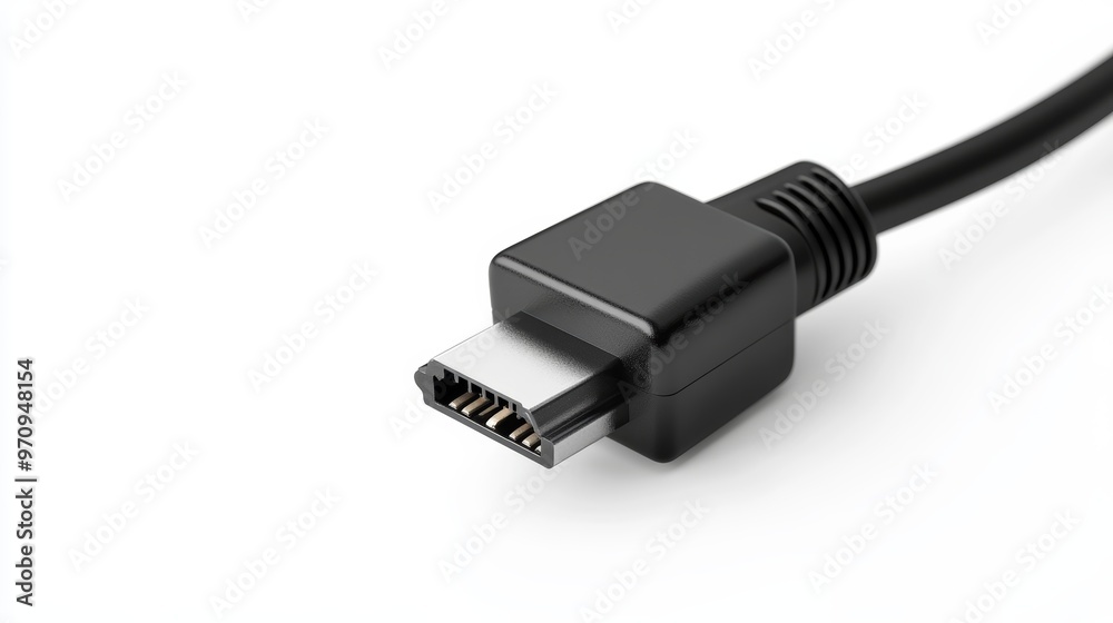 Electric European plug isolated on white background. Black power cable with plug. Power cord close up Electric European plug isolated on white background. Black power cable with plug. Power cord close up