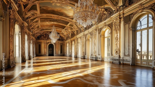 romantic old ballroom interior in Royal Palace 1842