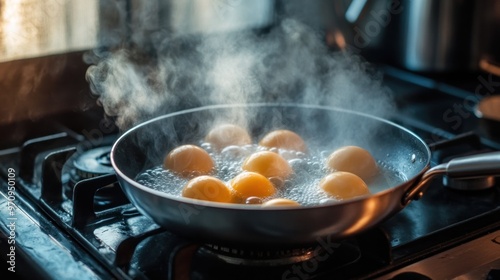 Boiling Eggs in a Kitchen