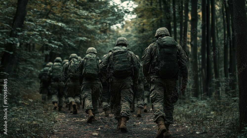 Soldiers Marching Through Forest Soldiers Marching Through Forest
