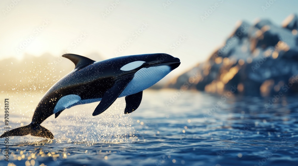 Fototapeta premium Orca Leaping Through the Waves