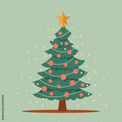 Pine tree. Merry Christmas and Happy New Year. Abstract vector background Merry Christmas in vintage style. Happy Holidays design for greeting card, badge, invitation, calendar etc. Vector