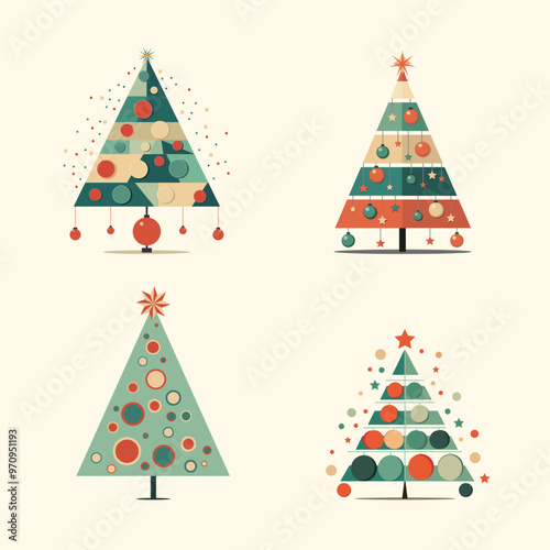 Pine tree. Merry Christmas and Happy New Year. Abstract vector background Merry Christmas in vintage style. Happy Holidays design for greeting card, badge, invitation, calendar etc. Vector