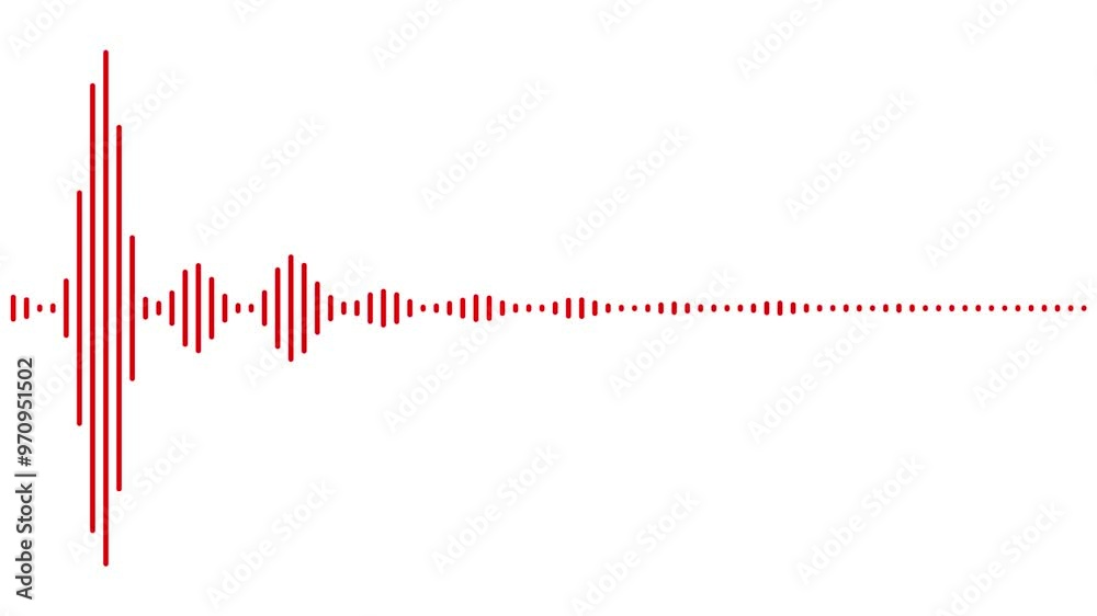 red video footage of audio visualizer on white background. Abstract music waves oscillation. Futuristic sound wave visualization. wave form Audio ,spectrum voice, Isolated on transparent background