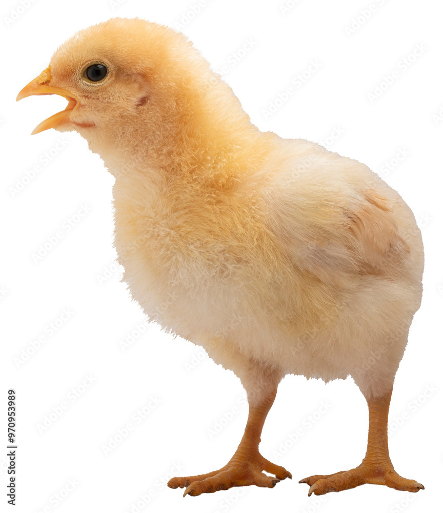 Yellow chicken chick making louds noise