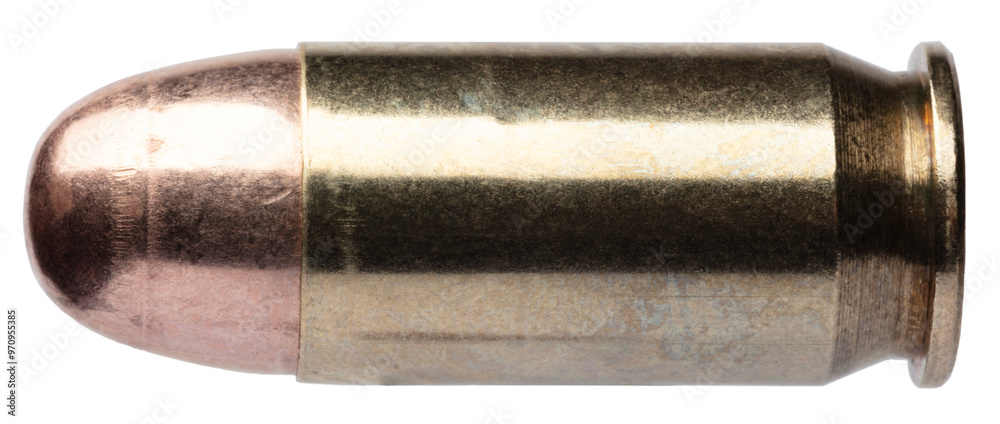 Full metal jacket bullet on a 45 auto cartridge
