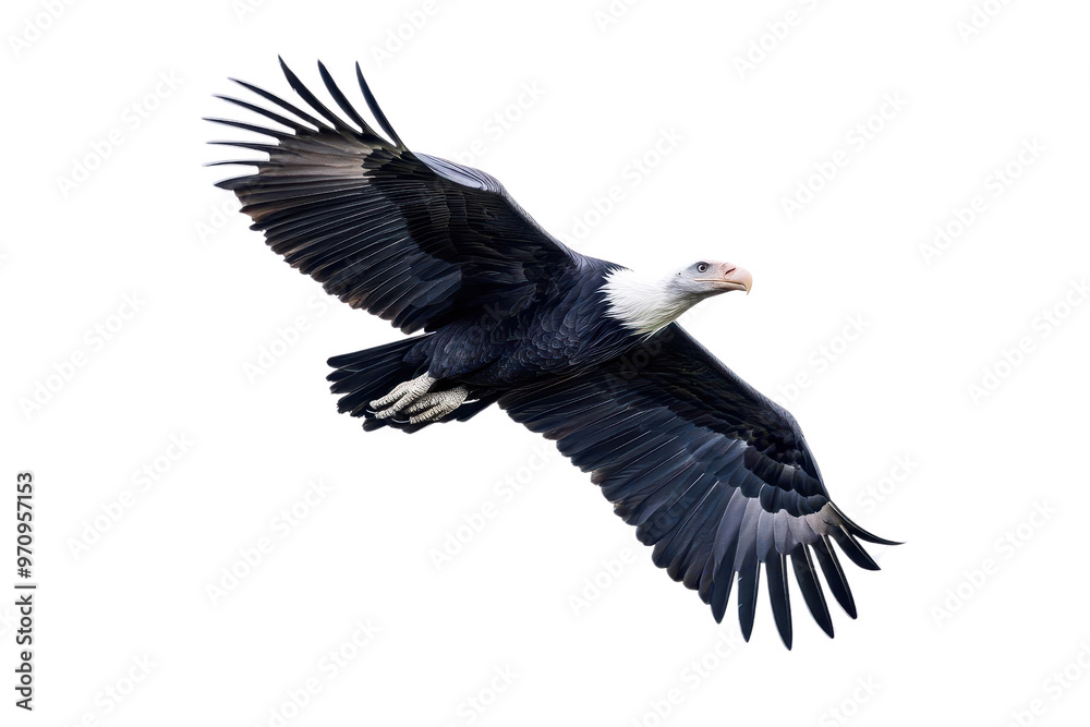 A majestic eagle soaring gracefully through the sky with its impressive wingspan, embodying power and freedom in nature.