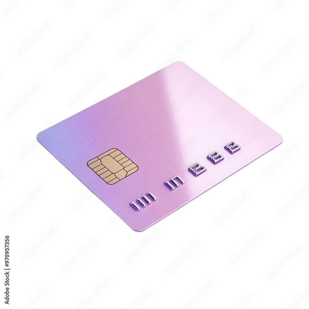 A modern credit card design with a sleek, iridescent finish and an ...