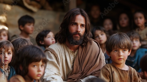 Jesus Teaching Children in an Ancient Setting