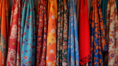 Bright and Patterned Pakistani Scarves on Display