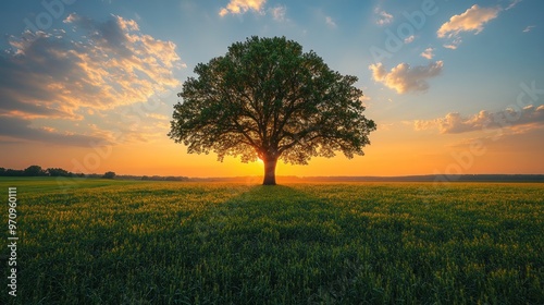 Solitary Tree at Sunset