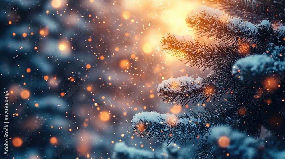 Blurred lights shining amongst tree branches in the background Blurred lights shining amongst tree branches in the background