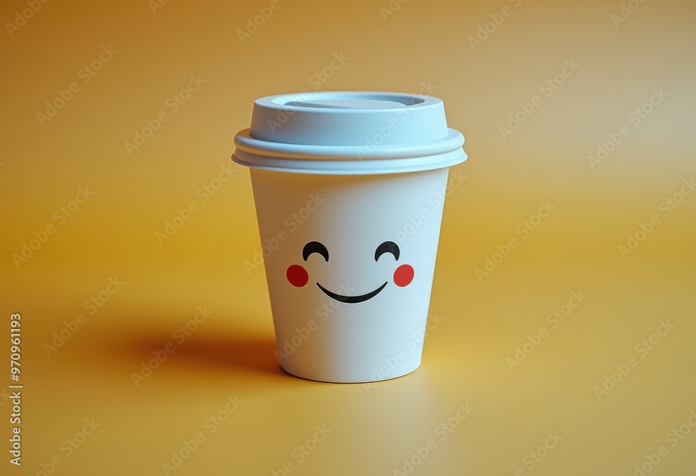 cup of coffee with paper cup of coffee with paper