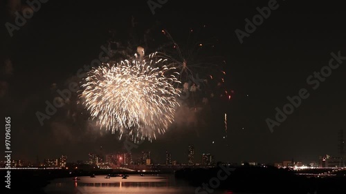 夜空を彩るカラフルな打ち上げ花火