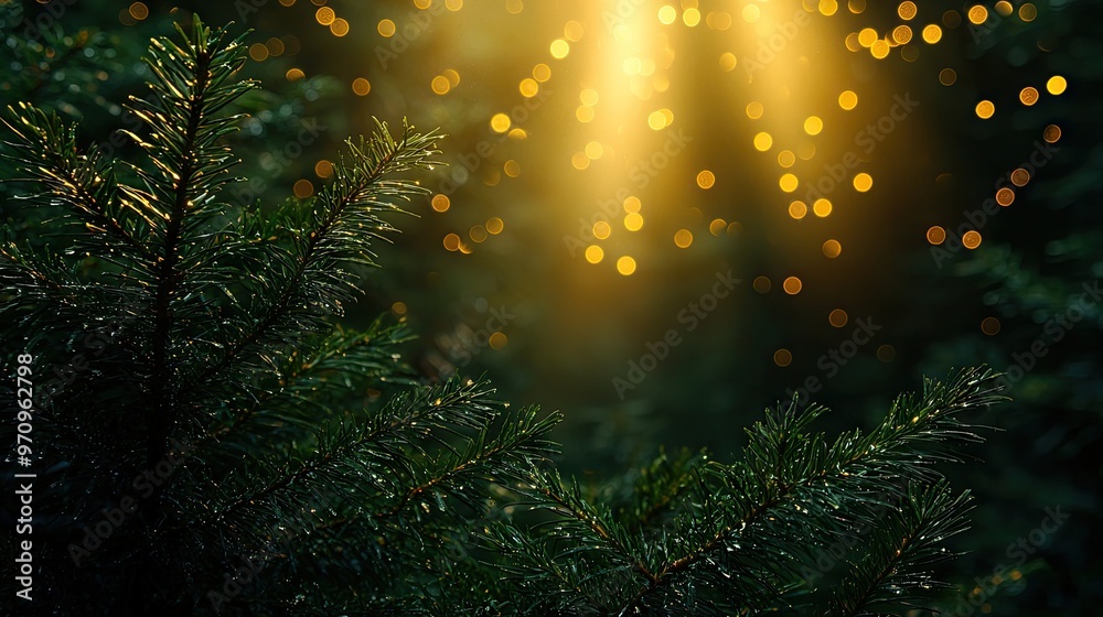 Blurred lights shining amongst tree branches in the background Blurred lights shining amongst tree branches in the background