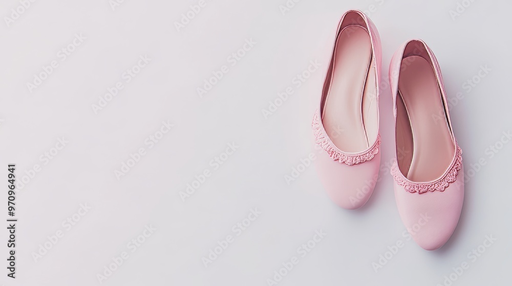 Flat lay ballerina flats shoes isolate on a white background Flat lay ballerina flats shoes isolate on a white background
