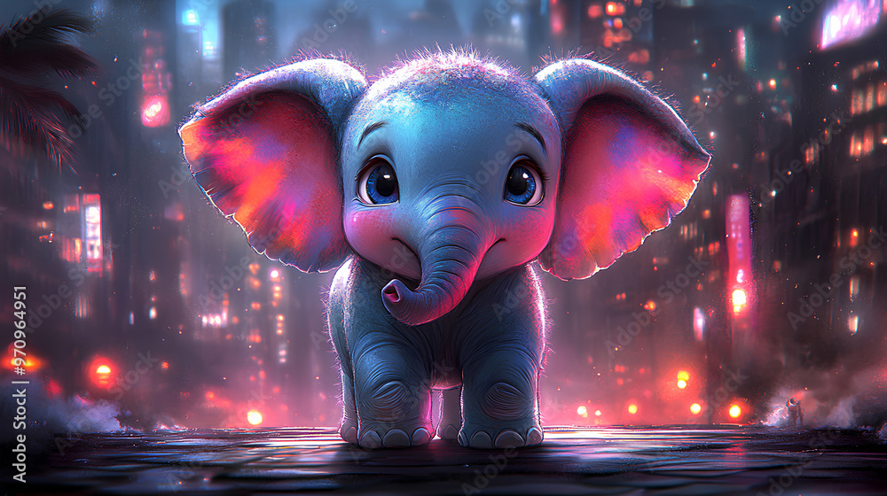 illustration of a cute, colorful baby elephant illustration of a cute, colorful baby elephant