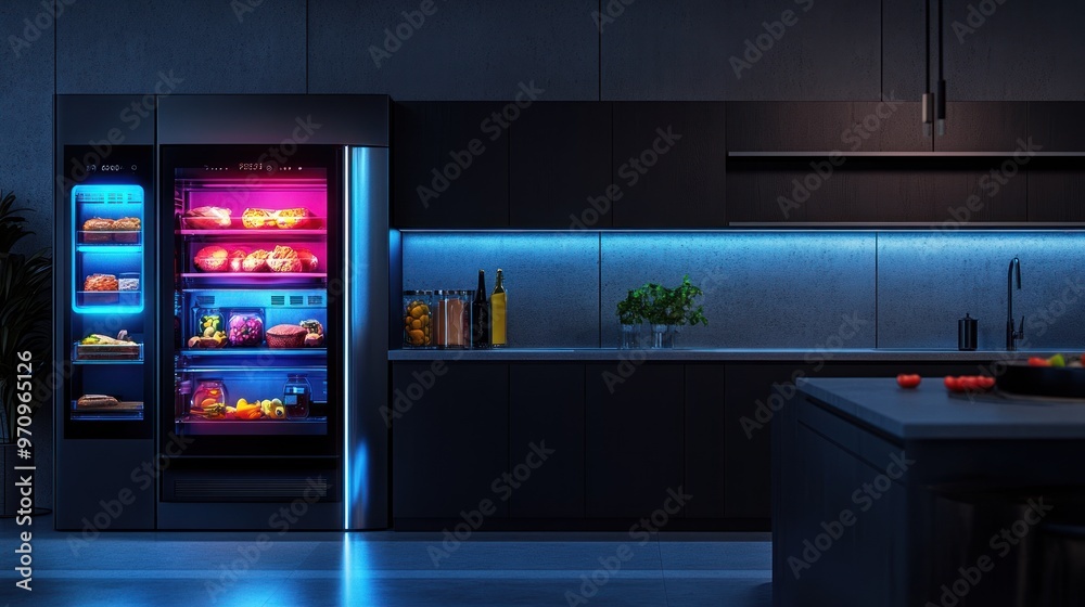 Modern Kitchen with Smart Refrigerator Modern Kitchen with Smart Refrigerator