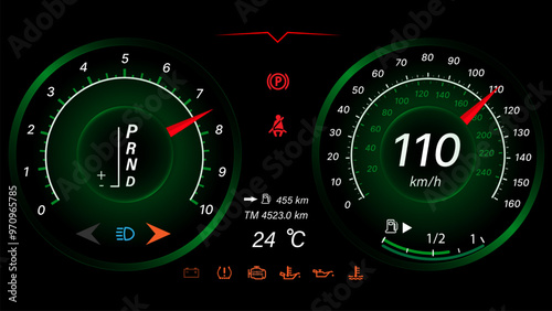 Speedometer speed car auto dashboard design. Speed meter abstract technology.