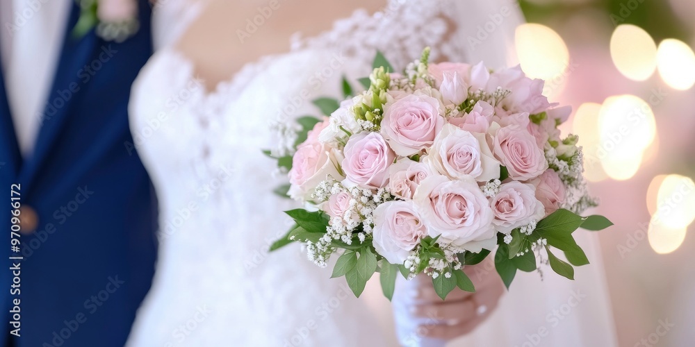 wonderful couple getting married. Beautiful bride and chic groom. Careful attention.