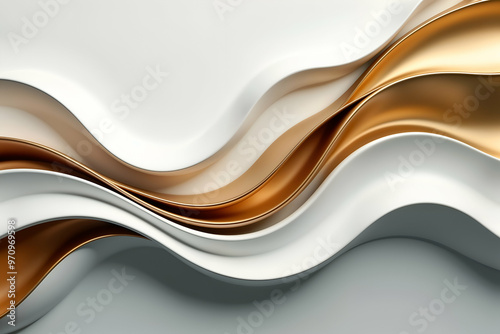 There is a stunning gold and white wave appearing on a white background